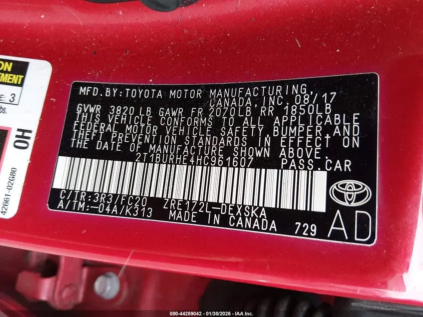 2017 TOYOTA COROLLA SE