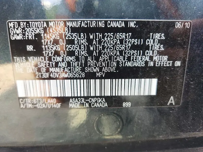 2010 TOYOTA RAV4 LIMITED  