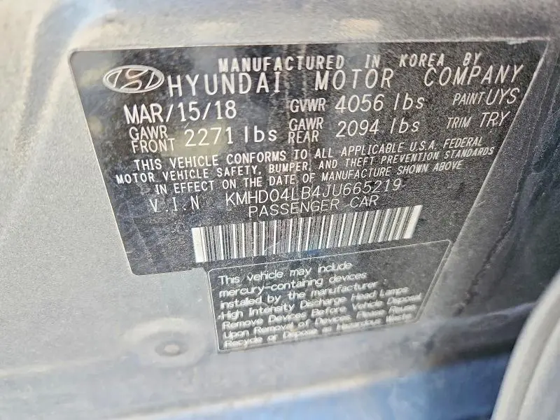 2018 HYUNDAI ELANTRA SPORT  