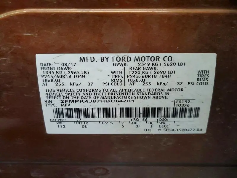 2017 FORD EDGE SEL  