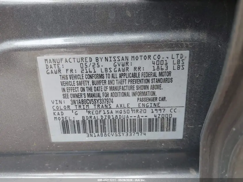 2025 NISSAN SENTRA SV
