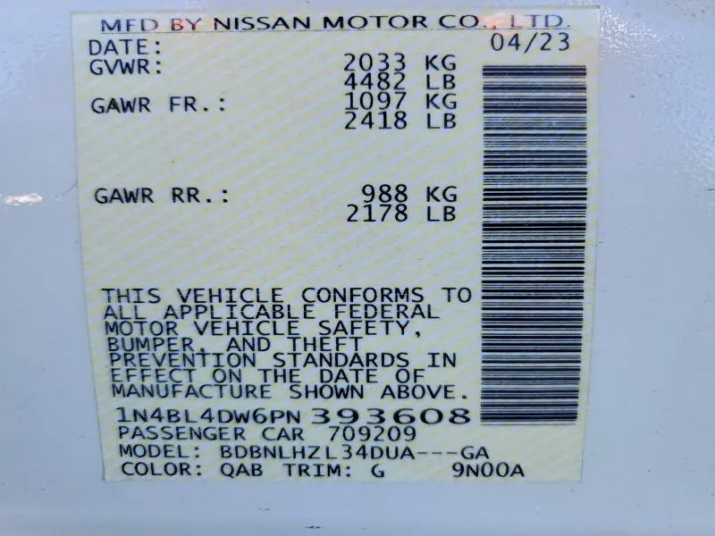 2023 NISSAN ALTIMA SV  