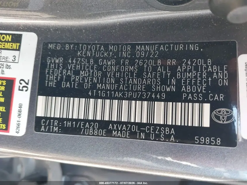 2023 TOYOTA CAMRY SE