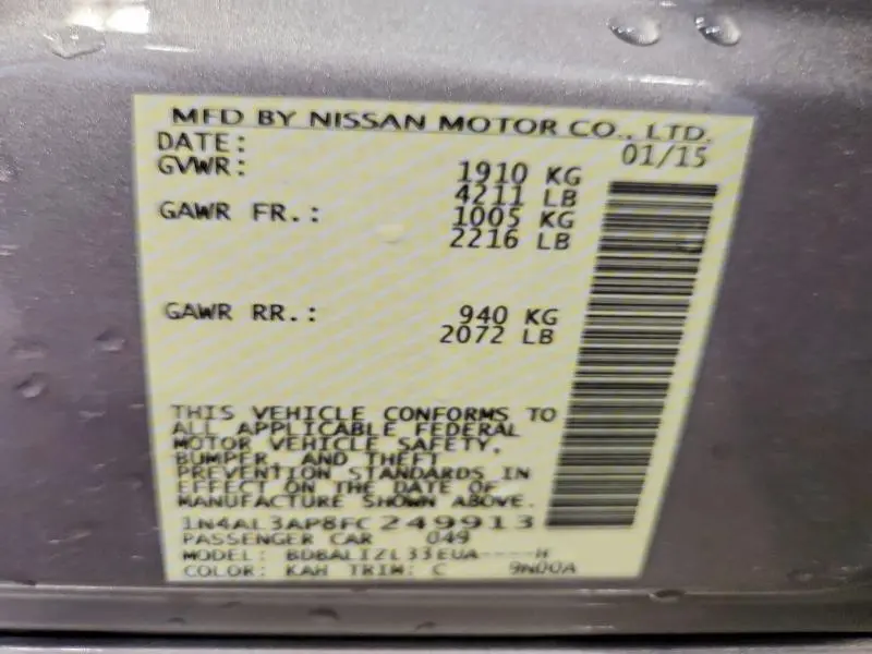 2015 NISSAN ALTIMA 2.5 SV  