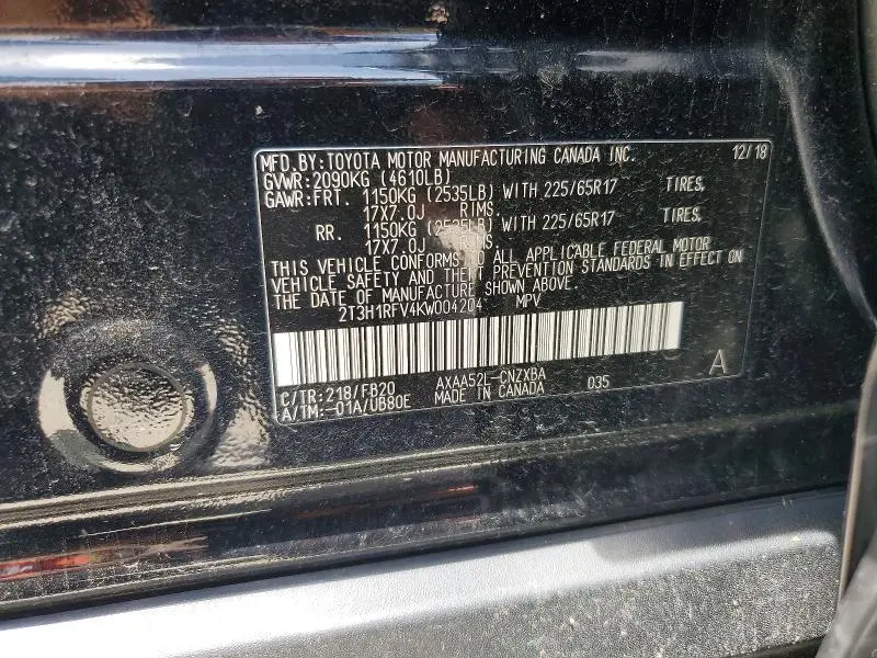 2019 TOYOTA RAV4 LE  