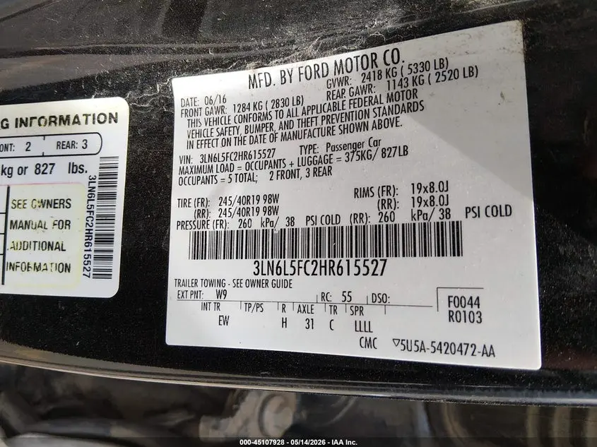 2017 LINCOLN MKZ RESERVE