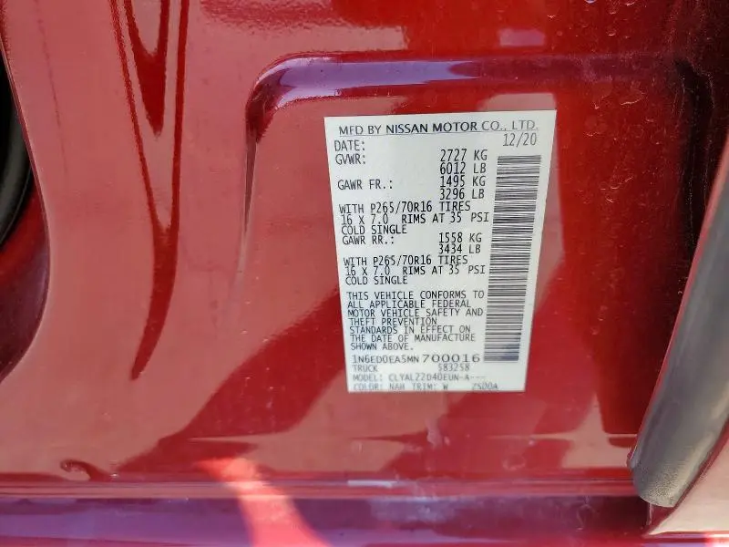 2021 NISSAN FRONTIER SV  