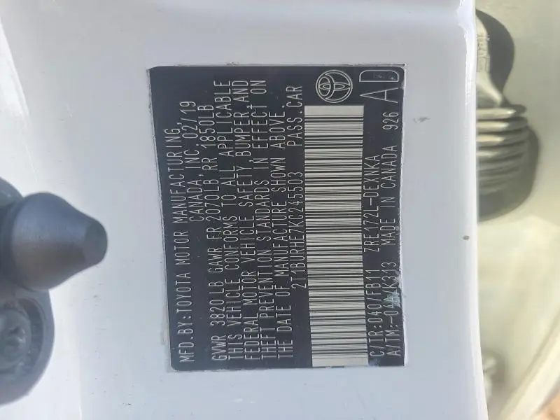 2019 TOYOTA COROLLA L  