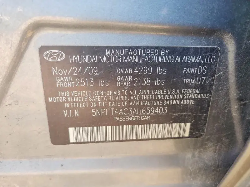 2010 HYUNDAI SONATA GLS  
