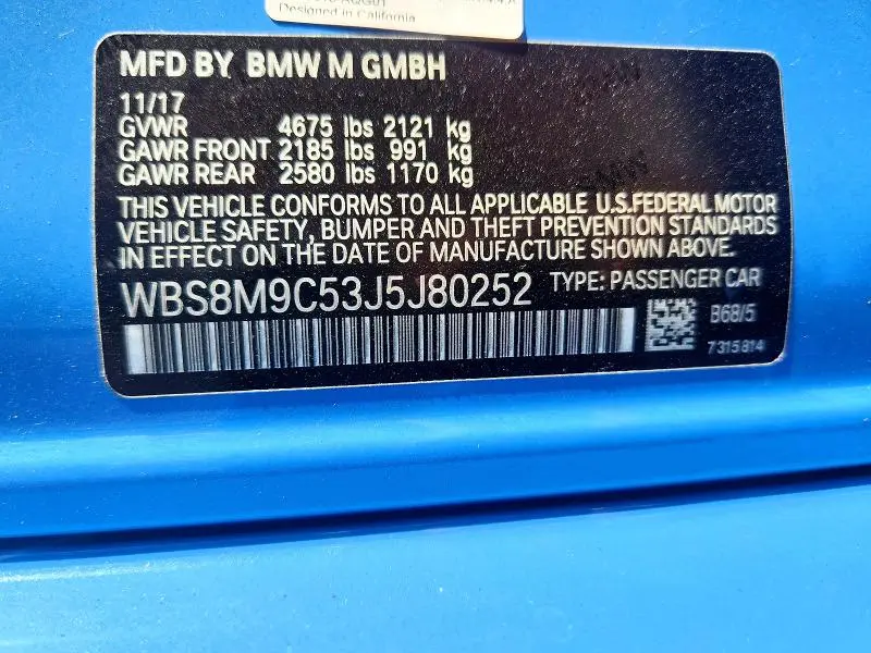 2018 BMW M3   