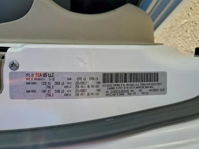 2018 DODGE GRAND CARAVAN SXT  