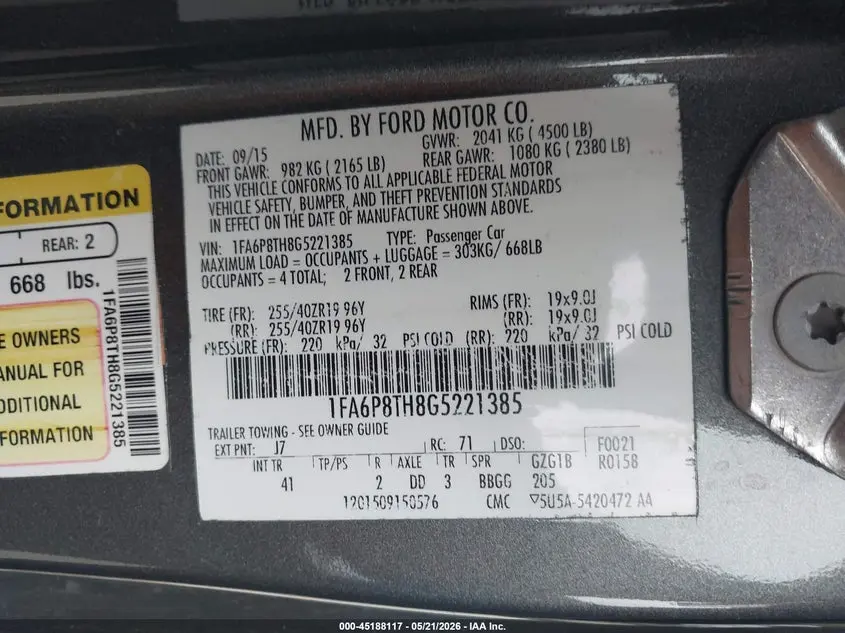 2016 FORD MUSTANG ECOBOOST