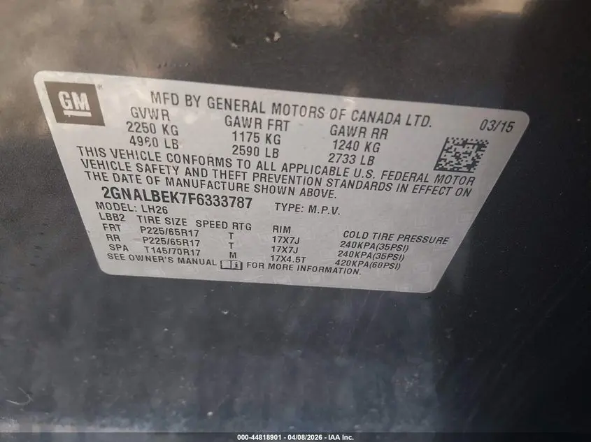 2015 CHEVROLET EQUINOX 1LT