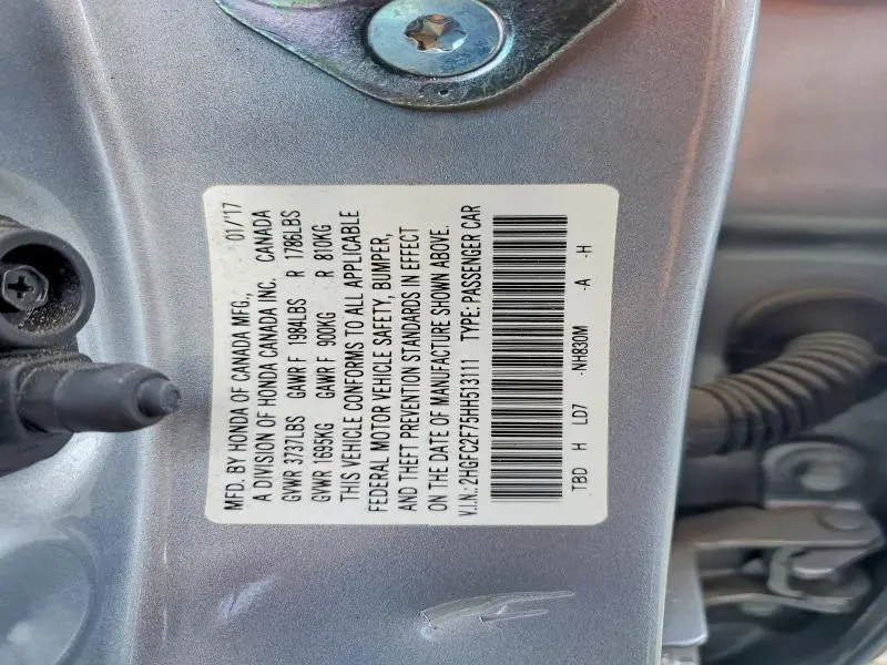 2017 HONDA CIVIC EX  