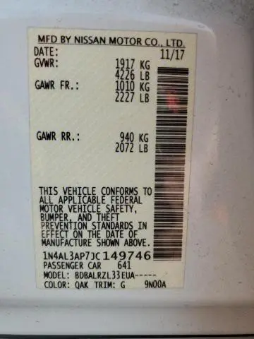 2018 NISSAN ALTIMA 2.5  