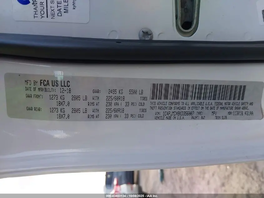 2019 JEEP CHEROKEE LIMITED 4X4