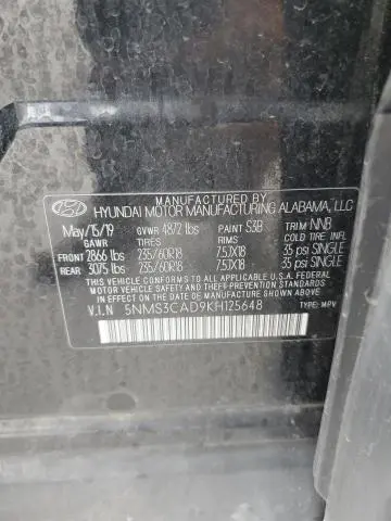 2019 HYUNDAI SANTA FE SEL  