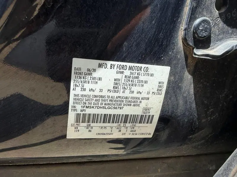2020 FORD EXPLORER XLT  