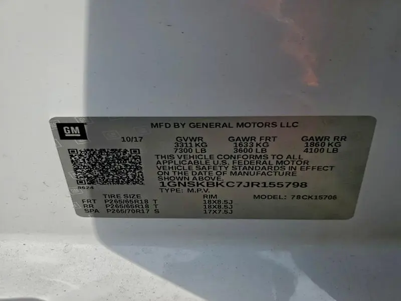 2018 CHEVROLET TAHOE K1500 LT  