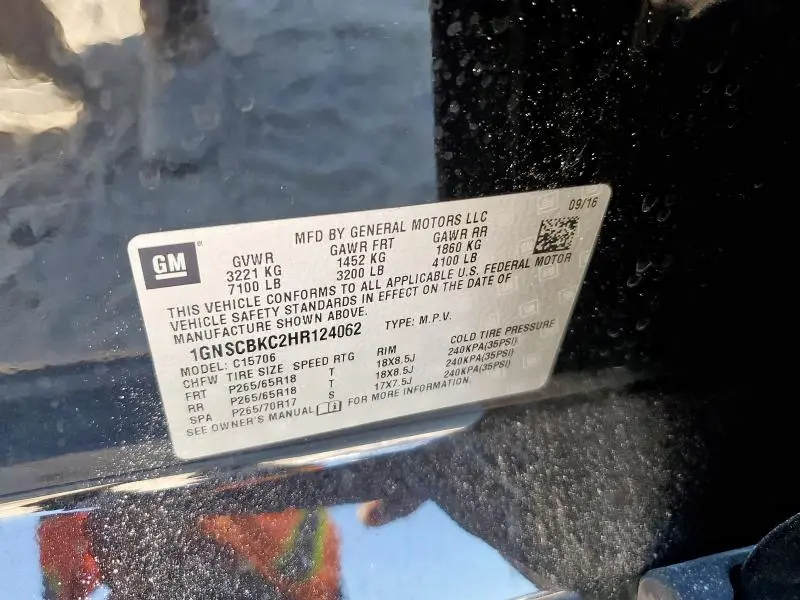 2017 CHEVROLET TAHOE C1500 LT  