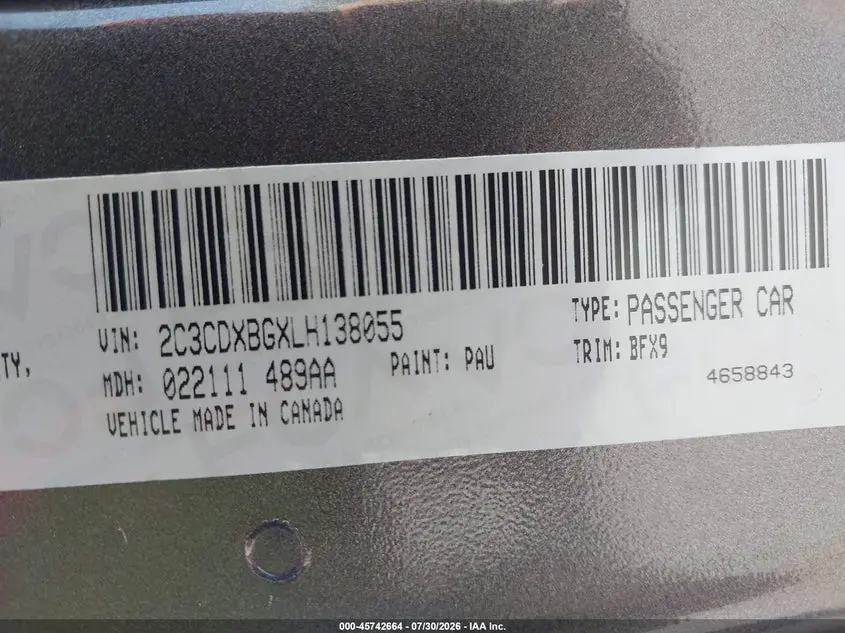 2020 DODGE CHARGER SXT RWD