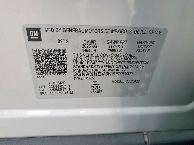 2019 CHEVROLET EQUINOX LS  