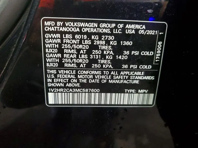2021 VOLKSWAGEN ATLAS SE  