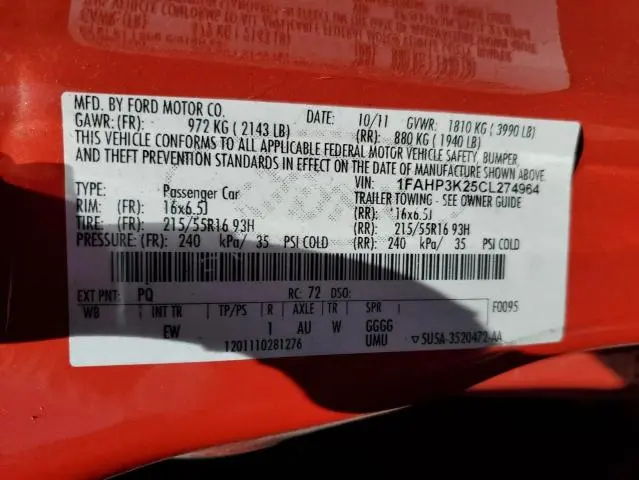 2012 FORD FOCUS SE  