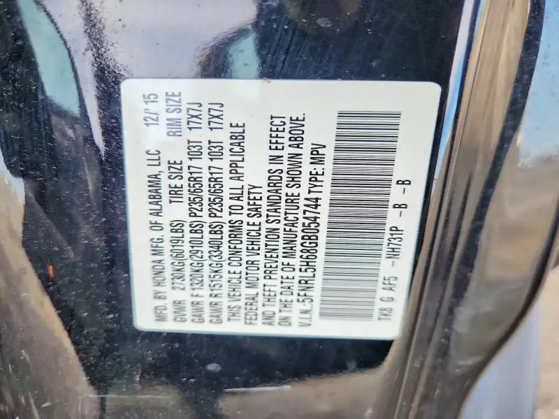 2016 HONDA ODYSSEY EXL  