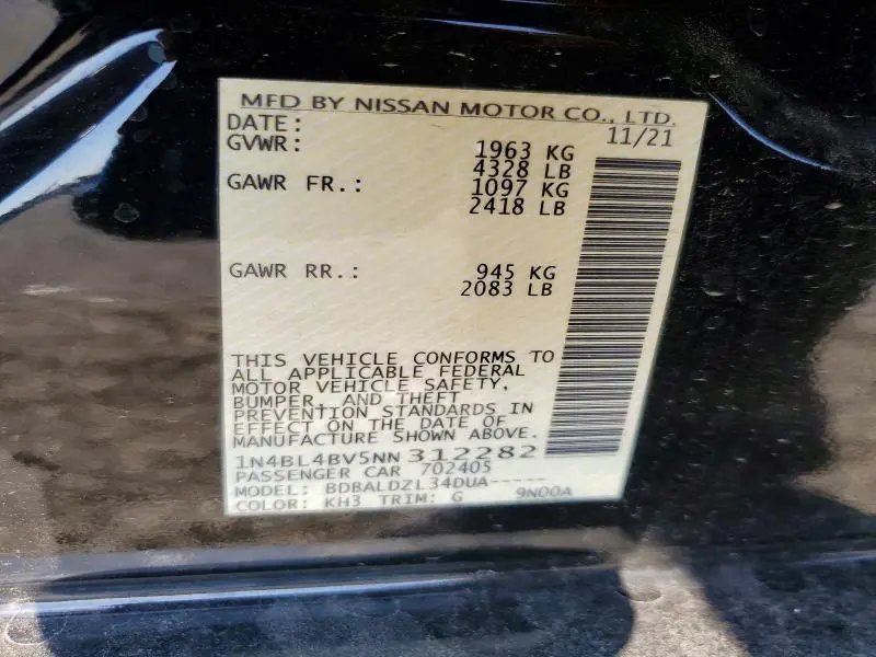 2022 NISSAN ALTIMA 2.5 S  