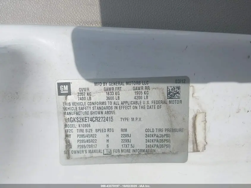 2012 GMC YUKON XL 1500 SLT