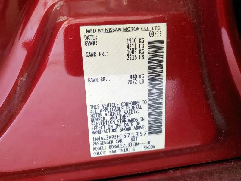 2015 NISSAN ALTIMA 2.5