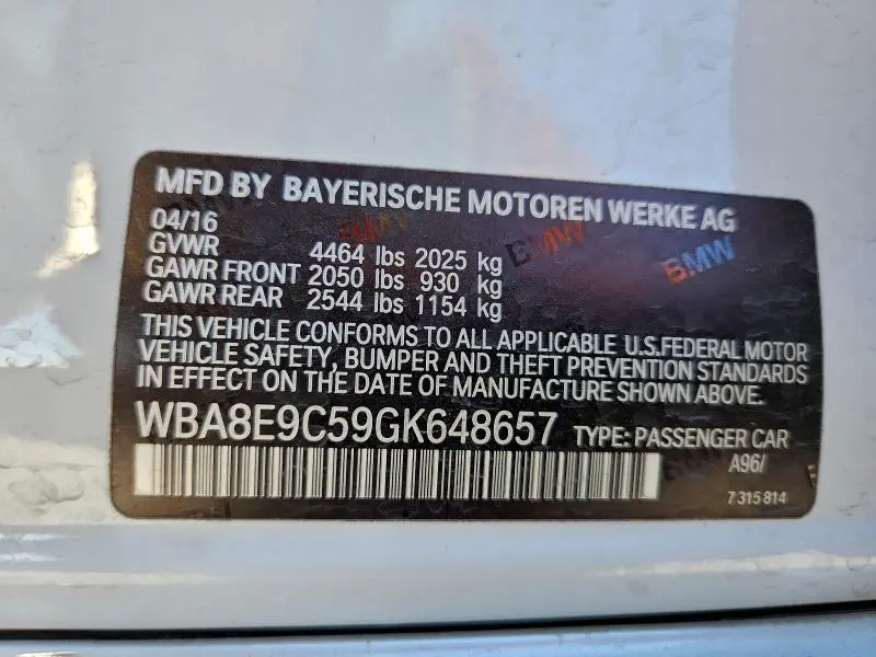 2016 BMW 328 I SULEV  