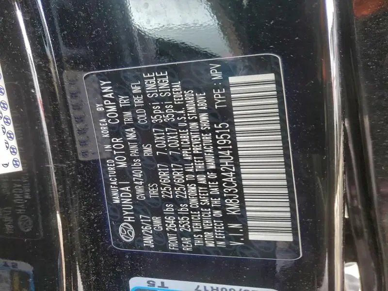 2017 HYUNDAI TUCSON LIMITED  