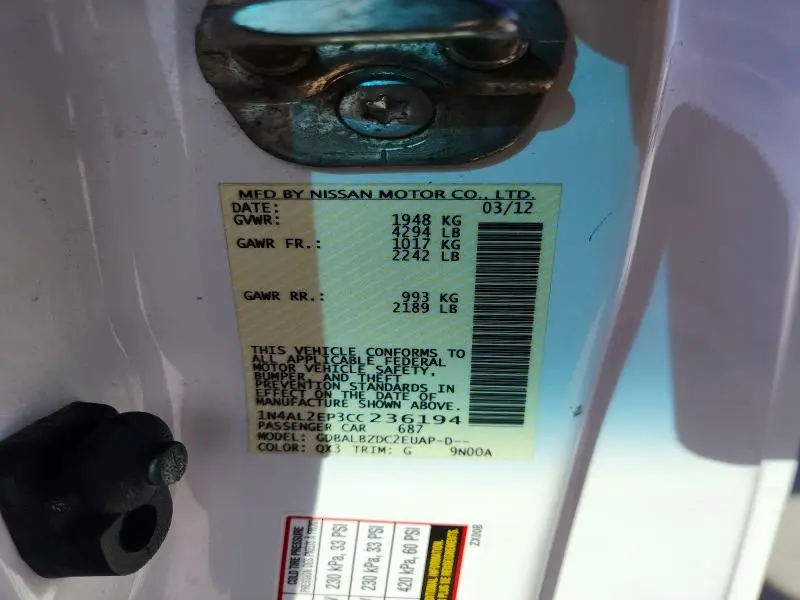 2012 NISSAN ALTIMA 2.5 S  