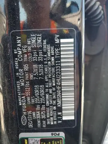 2017 HYUNDAI SANTA FE SE  
