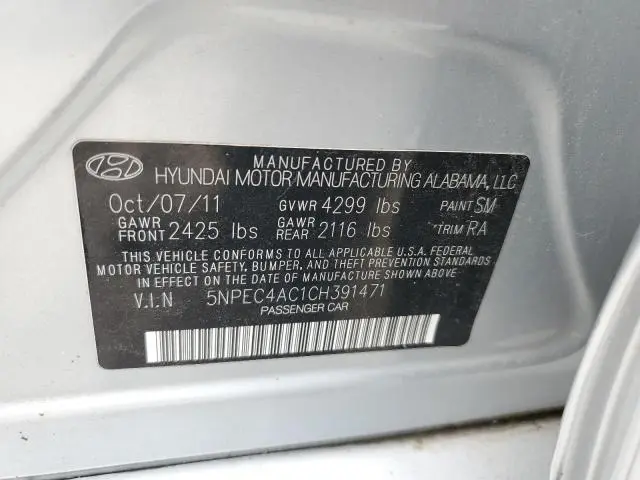 2012 HYUNDAI SONATA SE  