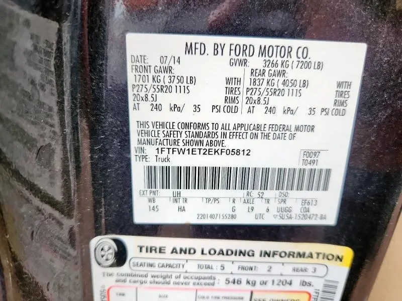 2014 FORD F150 SUPERCREW  
