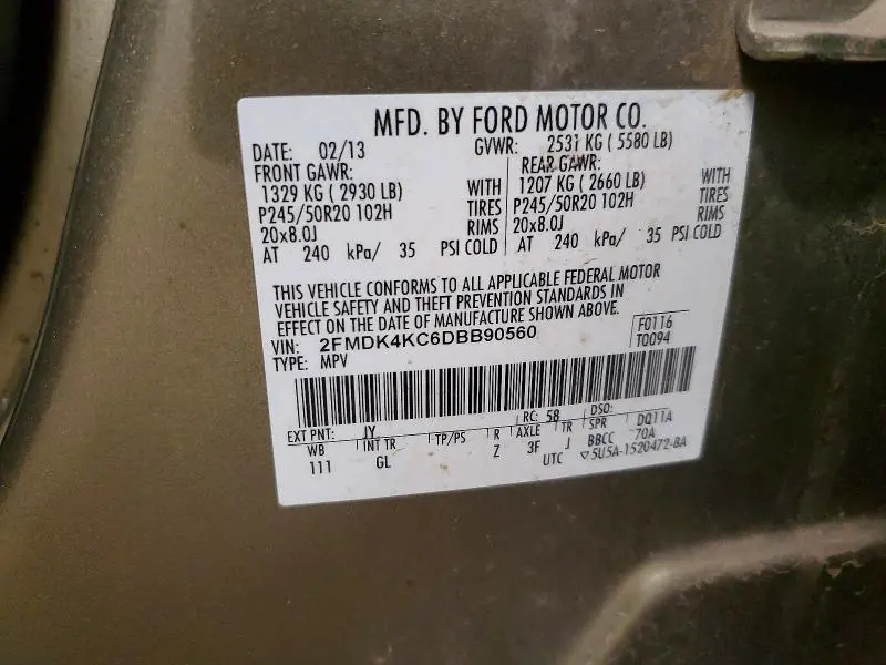 2013 FORD EDGE LIMITED  