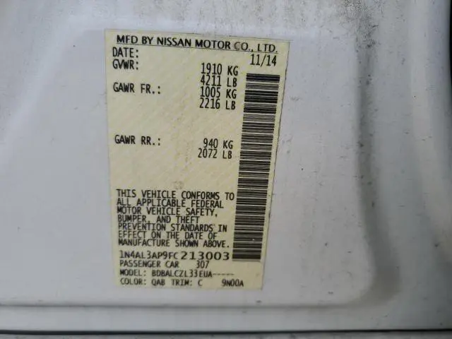 2015 NISSAN ALTIMA 2.5  