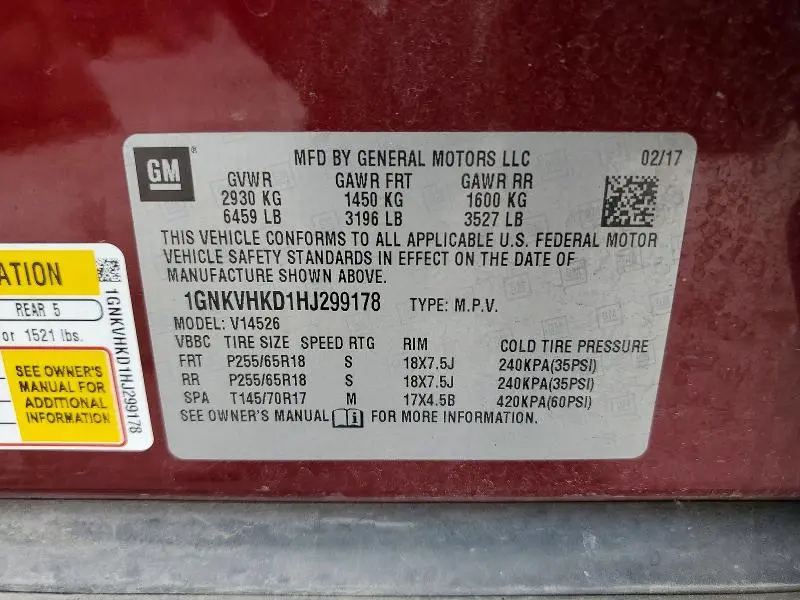 2017 CHEVROLET TRAVERSE LT  