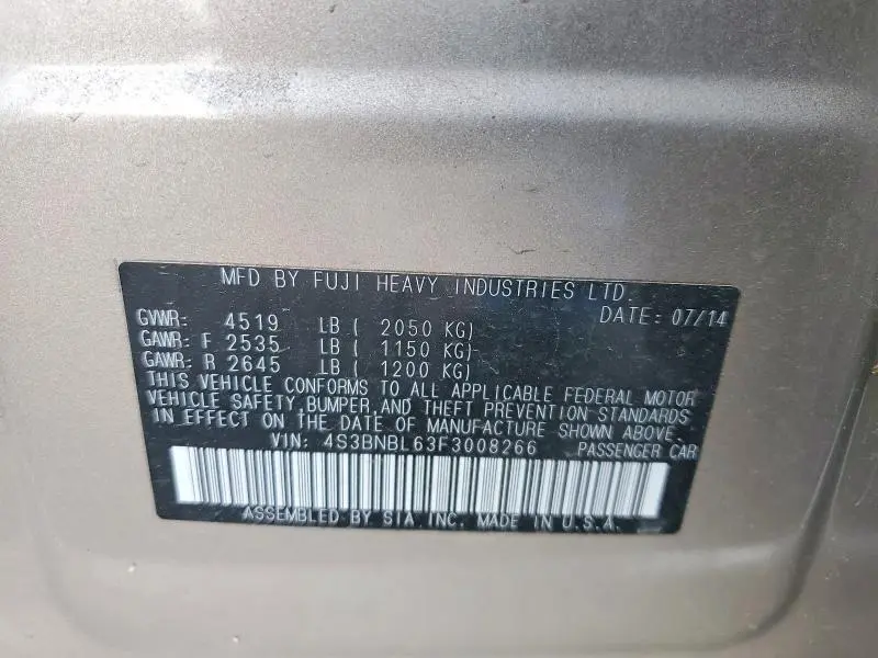 2015 SUBARU LEGACY 2.5I LIMITED  