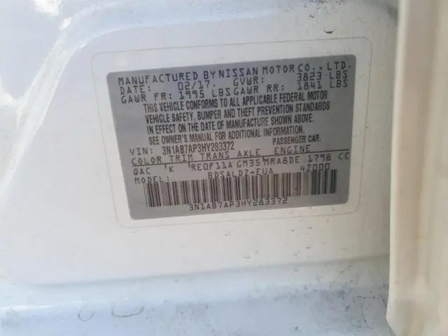 2017 NISSAN SENTRA S  