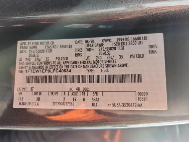 2020 FORD F150 SUPERCREW  