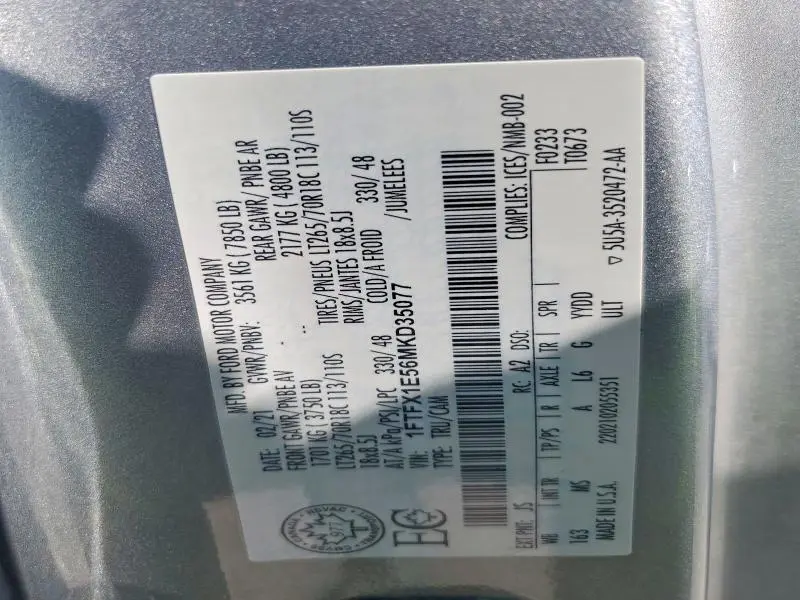 2021 FORD F150 SUPER CAB  