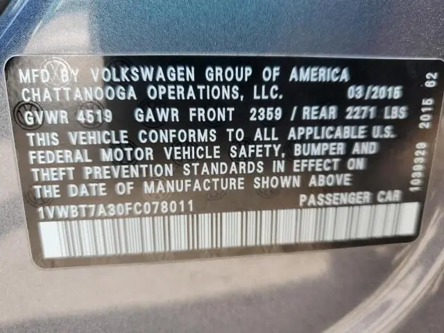 2015 VOLKSWAGEN PASSAT SE  