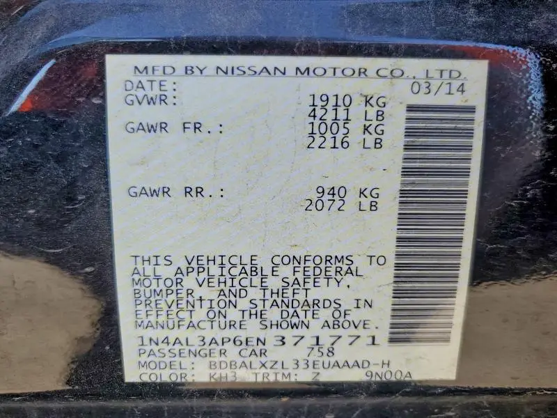 2014 NISSAN ALTIMA 2.5  