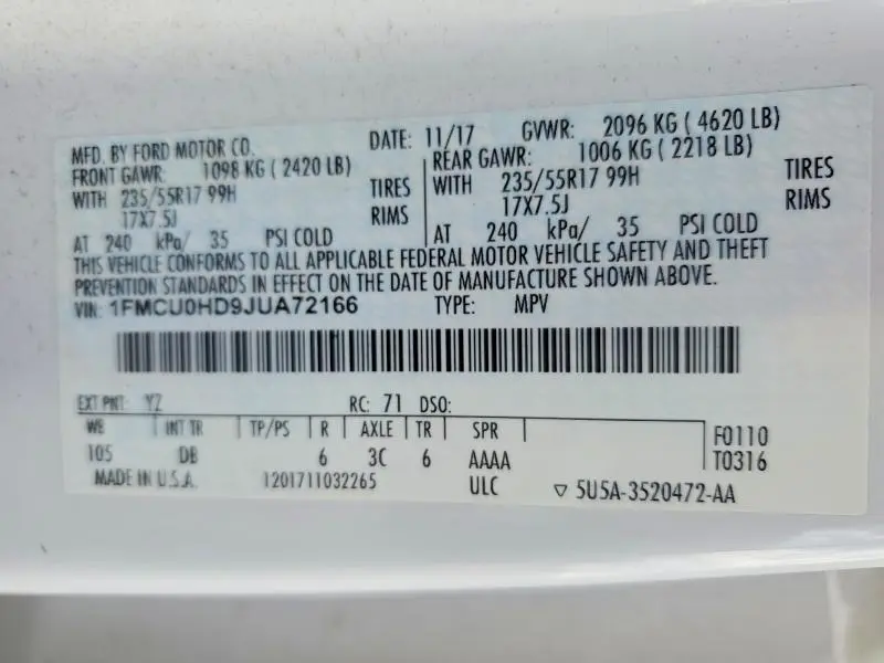 2018 FORD ESCAPE SEL  