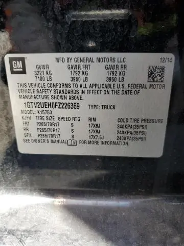 2015 GMC SIERRA K1500 SLE  