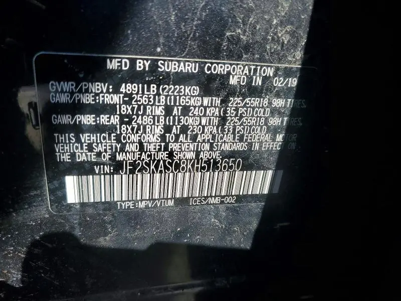 2019 SUBARU FORESTER LIMITED  